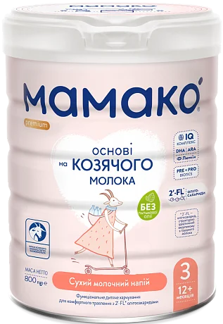 MAMAKO<sup>®</sup> 3 Premium з 2'–FL (від 12 місяців) 800 г